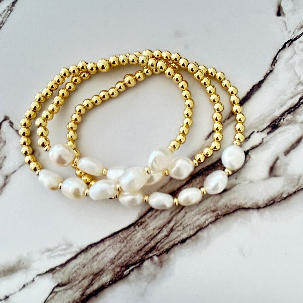 Lotus Luxe & Co. || 18k Gold and Pearl Beaded Bracelets
